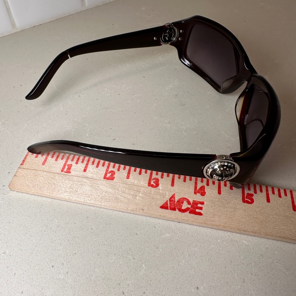 Vintage Y2K GUCCI Sunglasses Womens Burgundy Square Ball Joint Hinge Safilo - Picture 12 of 13